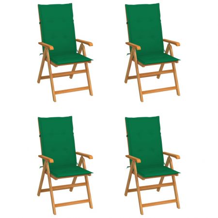 Set 4 bucati scaune de gradina cu perne verzi, verde