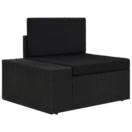  Set mobilier de grădină, 4 piese, negru, poliratan