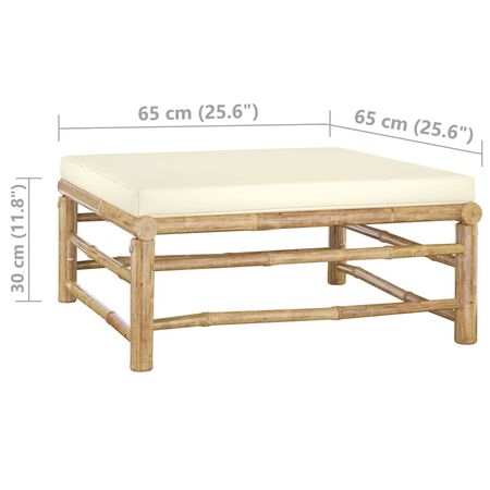  Set mobilier de grădină cu perne alb crem, 6 piese, bambus