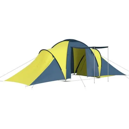  Cort camping, 6 persoane, albastru și galben
