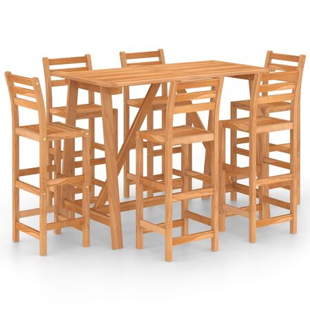  Set mobilier bar de exterior, 7 piese, lemn masiv de acacia