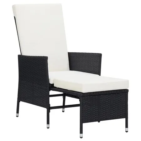  Set mobilier de grădină cu perne, 3 piese, negru, poliratan