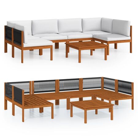  Set mobilier grădină cu perne, crem, 7 piese, lemn masiv acacia