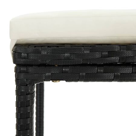  Set mobilier bar de grădină cu perne, 3 piese, negru, poliratan