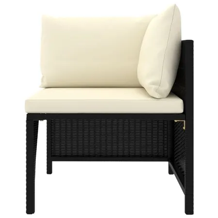  Set mobilier de grădină cu perne, 9 piese, negru, poliratan