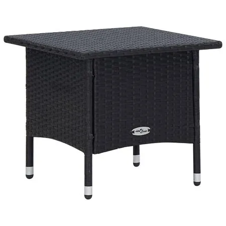  Set mobilier de grădină cu perne, 3 piese, negru, poliratan