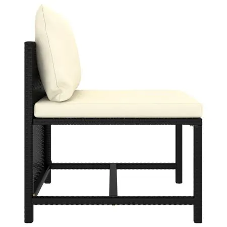 Set mobilier de grădină cu perne, 11 piese, negru, poliratan