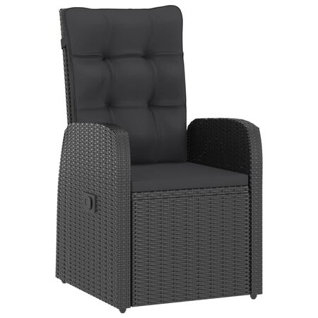  Set mobilier de exterior cu perne, 7 piese, negru, poliratan