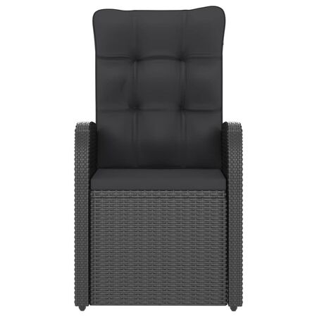  Set mobilier de exterior cu perne, 7 piese, negru, poliratan