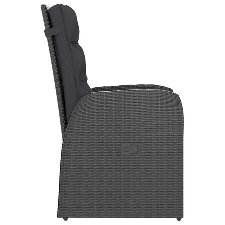  Set mobilier de exterior cu perne, 7 piese, negru, poliratan