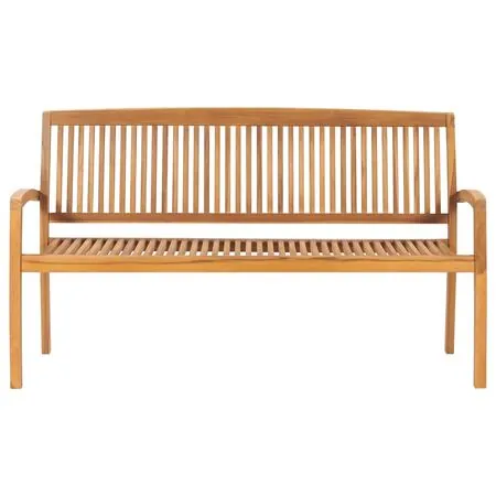  Bancă de grădină stivuibilă cu pernă, 159 cm, lemn masiv de tec