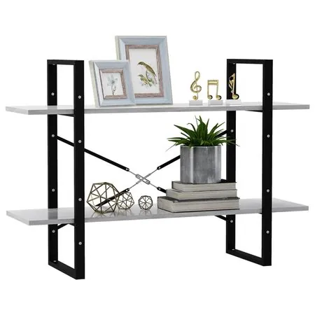  Bibliotecă cu 2 rafturi, gri beton, 100x30x70 cm, PAL
