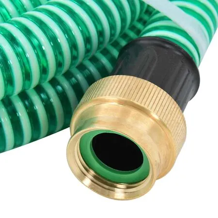  Furtun de aspirație cu racorduri din alamă, verde 1,1" 5 m, PVC