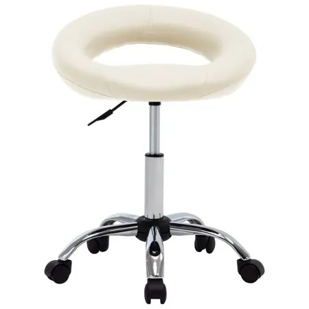  Scaun de bucătărie pivotant, crem, piele ecologică
