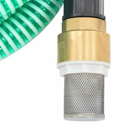  Furtun de aspirație cu racorduri din alamă, verde 1,1" 5 m, PVC