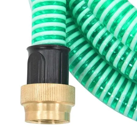 Furtun de aspirație cu racorduri din alamă, verde 1,1" 5 m, PVC