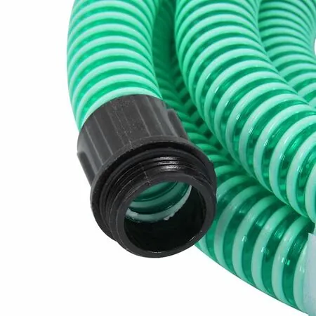  Furtun de aspirație cu racorduri din alamă, verde 1,1" 5 m, PVC