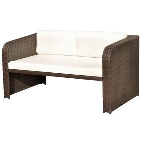  Set mobilier de grădină cu perne, 4 piese, maro, poliratan