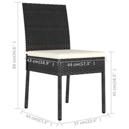  Set de mobilier de grădină, 7 piese, negru, poliratan