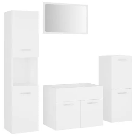  Set mobilier de baie, alb, lemn prelucrat