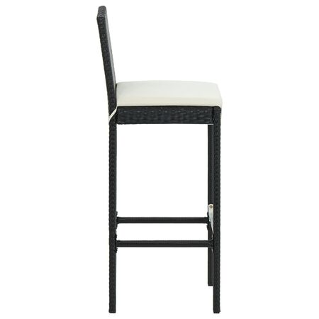  Set mobilier bar de grădină cu perne, 3 piese, negru