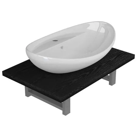  Set mobilier de baie, 2 piese, negru, ceramică
