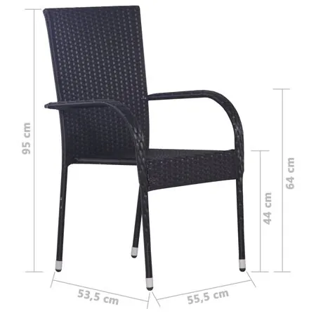  Set mobilier de grădină, 7 piese, negru, poliratan