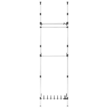  Sistem șifonier telescopic, cu bare și raft, aluminiu