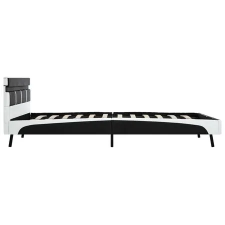  Cadru de pat cu LED, negru, 160 x 200 cm, piele ecologică
