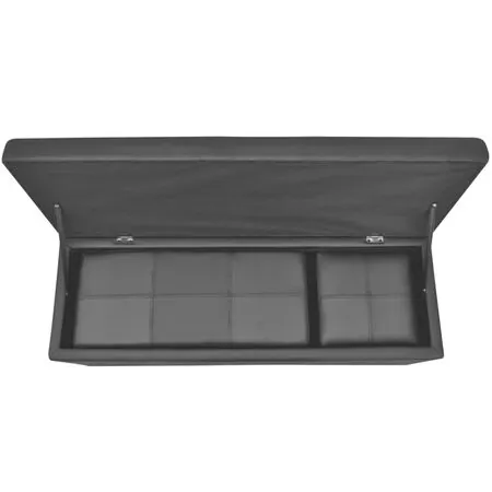 Set banchetă depozitare, piele eco, taburet pt. picioare, negru, 3 buc