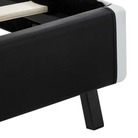  Cadru de pat cu LED, negru, 160 x 200 cm, piele ecologică