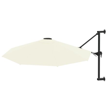  Umbrelă soare, montaj pe perete, stâlp metalic, 300 cm, nisipiu
