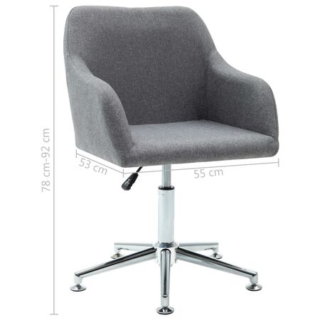  Scaun de birou pivotant, gri deschis, material textil