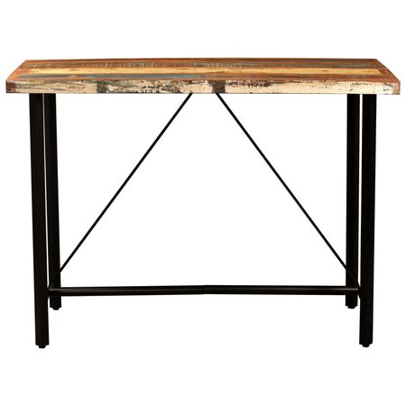  Set mobilier de bar, 5 piese, lemn reciclat și piele naturală