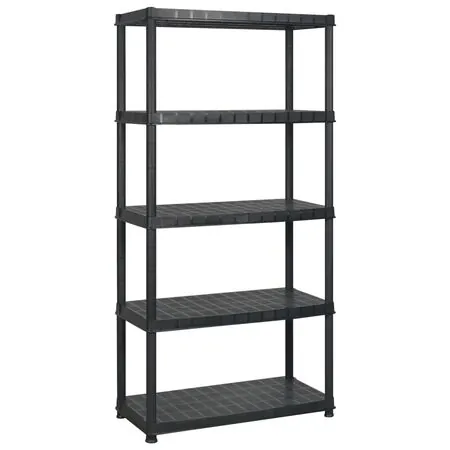  Raft de depozitare cu 5 polițe, negru, 183x45,7x185 cm, plastic