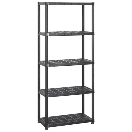  Raft de depozitare cu 5 polițe, negru, 213x38x170 cm, plastic