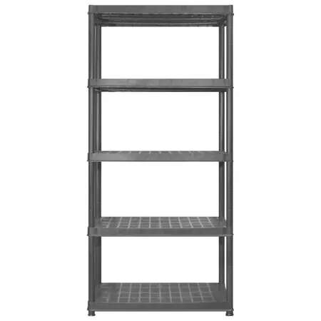  Raft de depozitare cu 5 polițe, negru, 183x45,7x185 cm, plastic