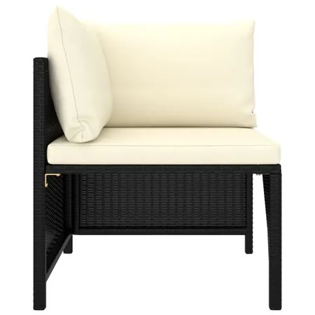  Set mobilier de grădină cu perne, 6 piese, negru, poliratan