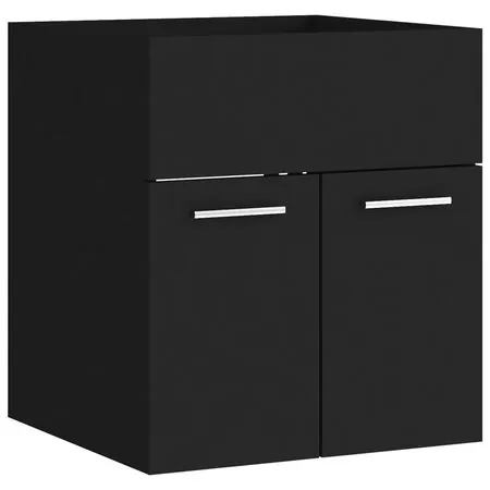  Set mobilier de baie, negru, lemn prelucrat