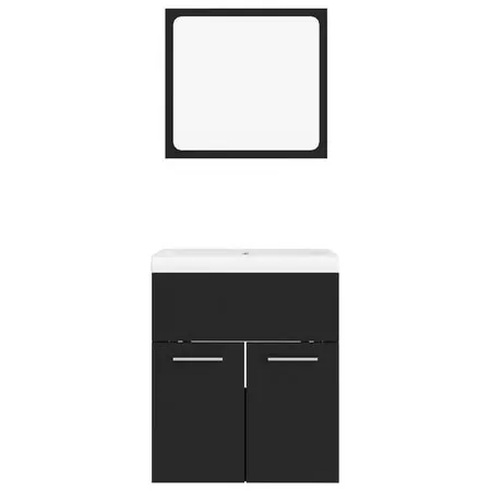  Set mobilier de baie, negru, lemn prelucrat