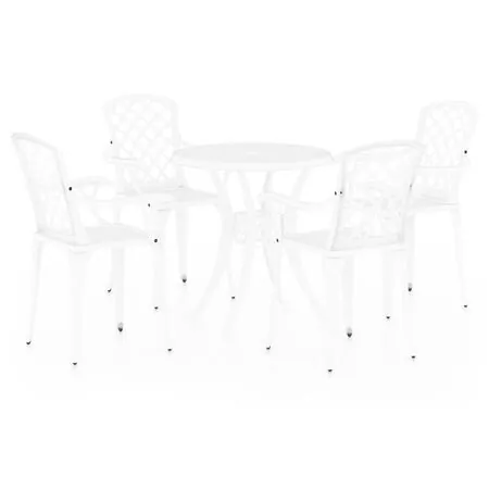  Set mobilier bistro, 5 piese, alb, aluminiu turnat