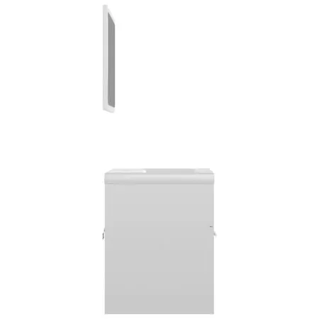  Set mobilier de baie, alb extralucios, lemn prelucrat