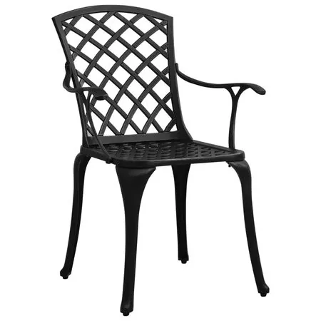  Set mobilier bistro, 3 piese, negru, aluminiu turnat