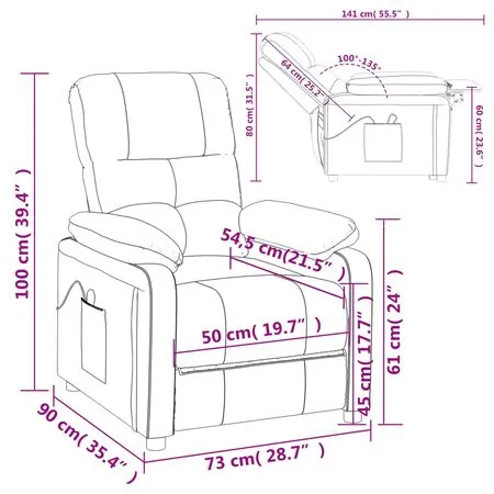  Fotoliu rabatabil electric, gri deschis, textil