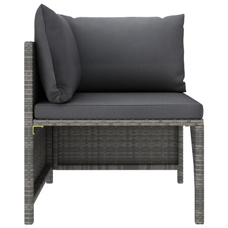  Set mobilier de grădină cu perne, 9 piese, gri, poliratan