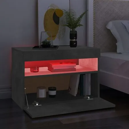  Comodă TV cu lumini LED, gri beton, 60x35x40 cm