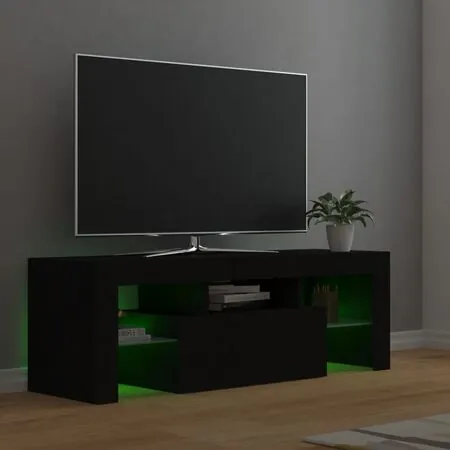  Comodă TV cu lumini LED, negru, 120x35x40 cm