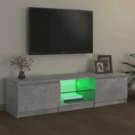  Comodă TV cu lumini LED, gri beton, 140x40x35,5 cm