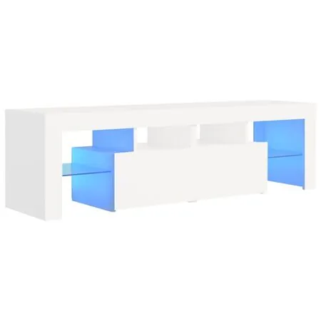  Comodă TV cu lumini LED, alb, 140x36,5x40 cm