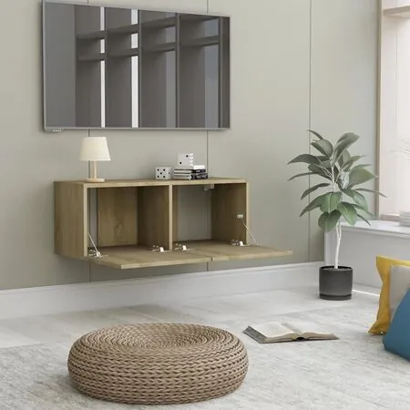  Comodă TV, stejar Sonoma, 80 x 30 x 30 cm, lemn prelucrat